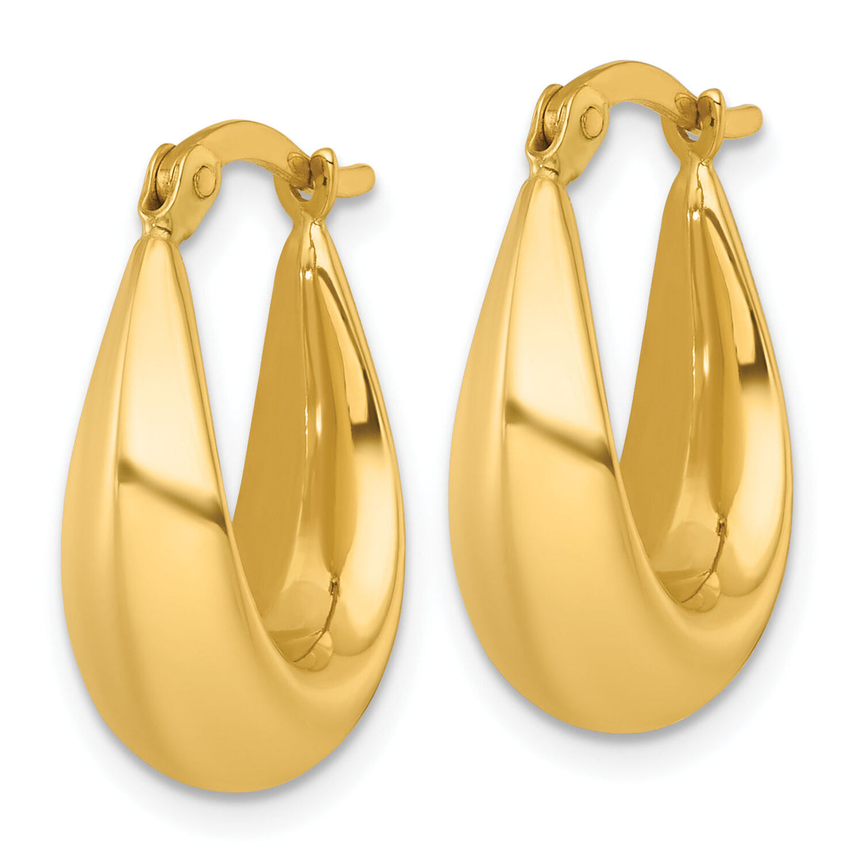 14k Polished Tapered Hoop Earrings-TF2455