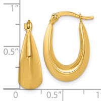 14k Polished Tapered Hoop Earrings-TF2455