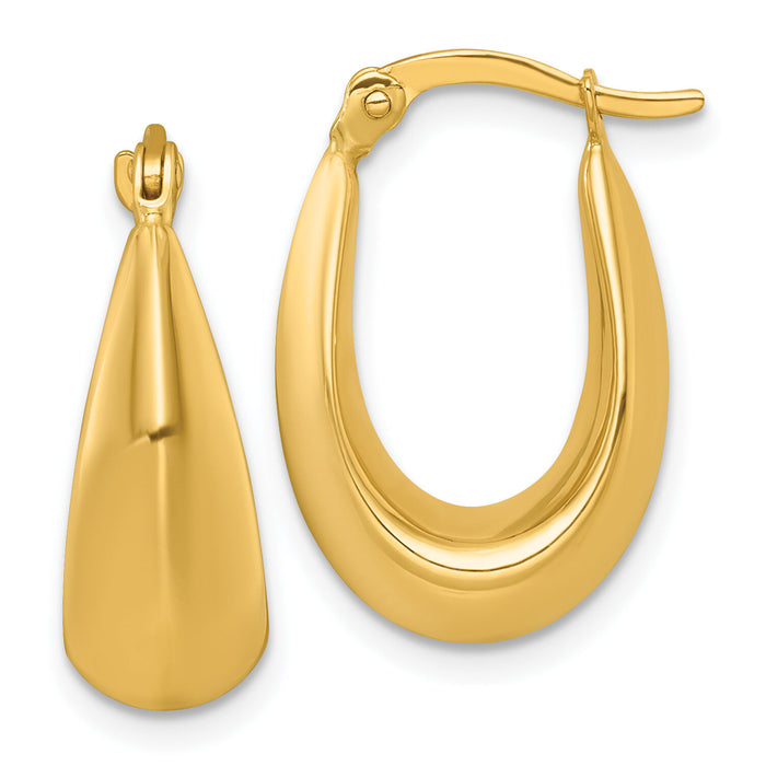 14k Polished Tapered Hoop Earrings-TF2455