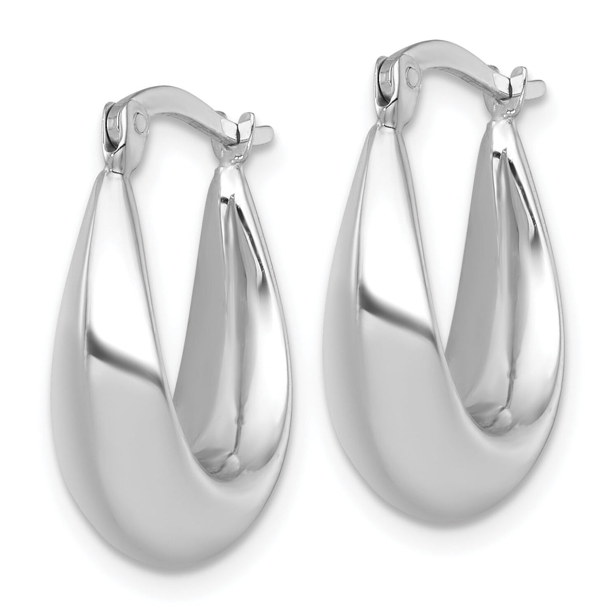 14k White Gold Polished Tapered Hoop Earrings-TF2456W