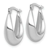 14k White Gold Polished Tapered Hoop Earrings-TF2456W