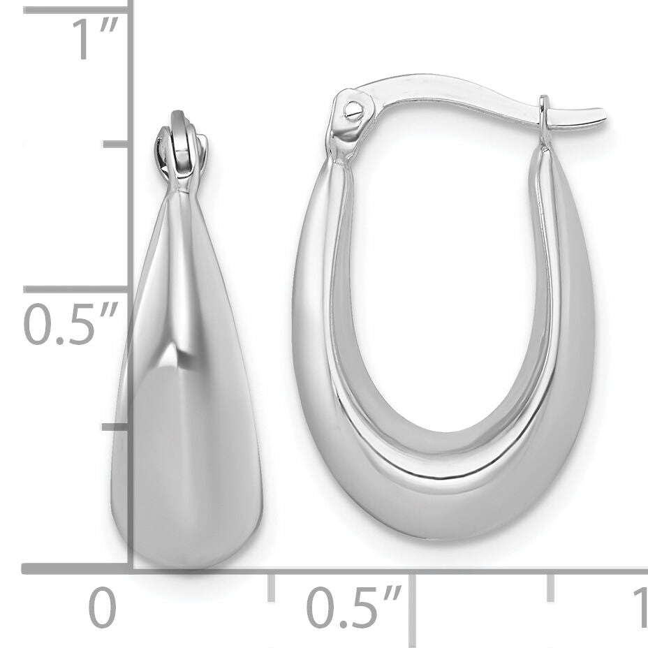 14k White Gold Polished Tapered Hoop Earrings-TF2456W