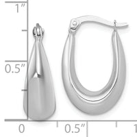 14k White Gold Polished Tapered Hoop Earrings-TF2456W