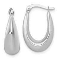 14k White Gold Polished Tapered Hoop Earrings-TF2456W