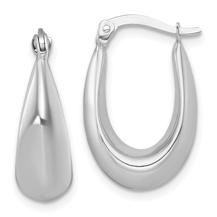 14k White Gold Polished Tapered Hoop Earrings-TF2456W