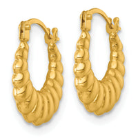 14k Polished and Grooved Scalloped Hoop Earrings-TF2457