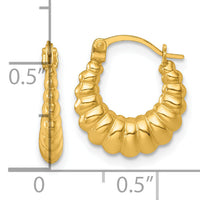 14k Polished and Grooved Scalloped Hoop Earrings-TF2457