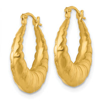 14k Polished and Grooved Scalloped Hoop Earrings-TF2458