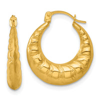 14k Polished and Grooved Scalloped Hoop Earrings-TF2458