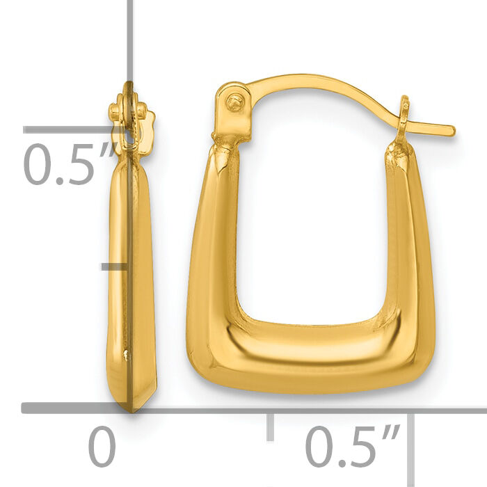 14k Polished 2.25mm Square Hoop Earrings-TF2459
