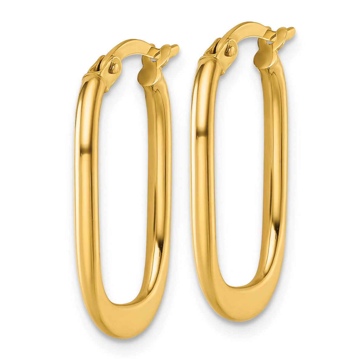 14k Polished Oval Hoop Earrings-TF2461
