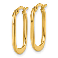 14k Polished Oval Hoop Earrings-TF2461