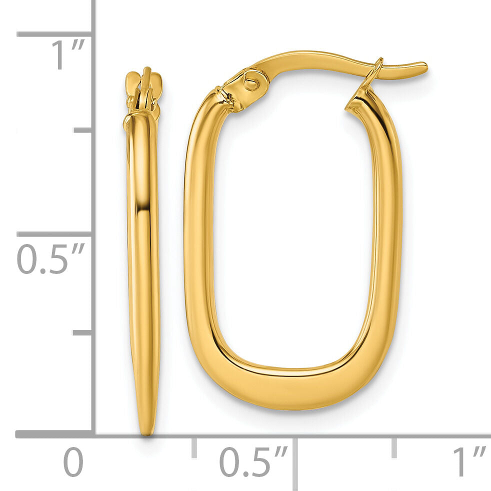 14k Polished Oval Hoop Earrings-TF2461