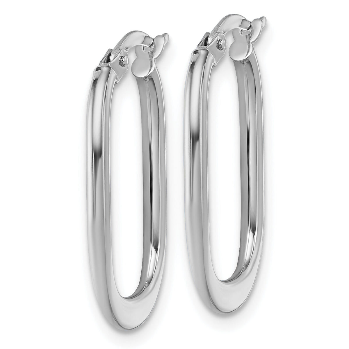 14k White Gold Polished Oval Hoop Earrings-TF2461W