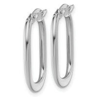 14k White Gold Polished Oval Hoop Earrings-TF2461W