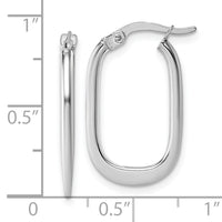 14k White Gold Polished Oval Hoop Earrings-TF2461W