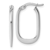 14k White Gold Polished Oval Hoop Earrings-TF2461W