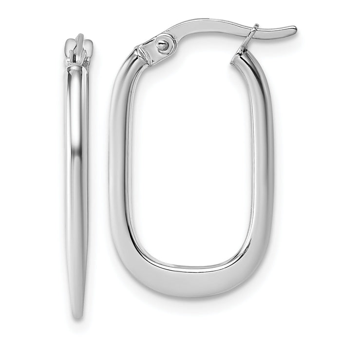 14k White Gold Polished Oval Hoop Earrings-TF2461W