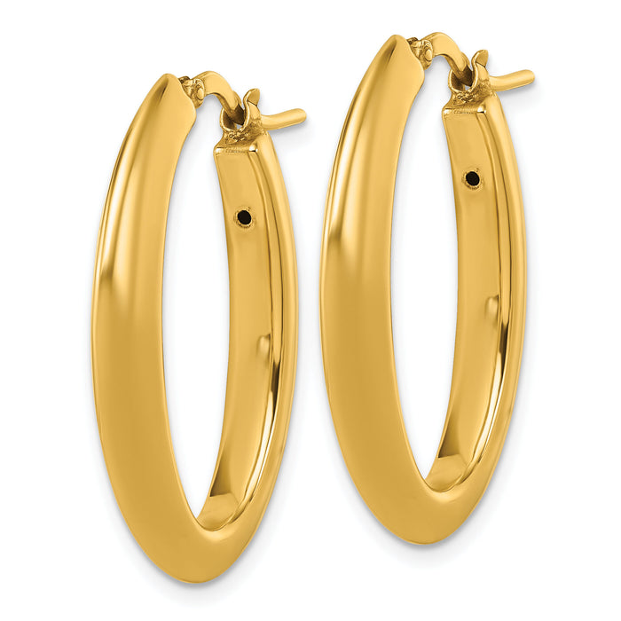 14k Polished Oval Hoop Earrings-TF2464