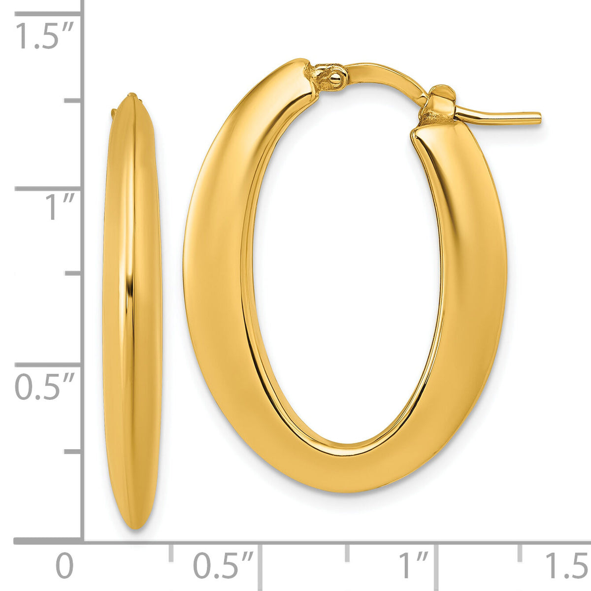 14k Polished Oval Hoop Earrings-TF2464