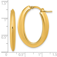 14k Polished Oval Hoop Earrings-TF2464