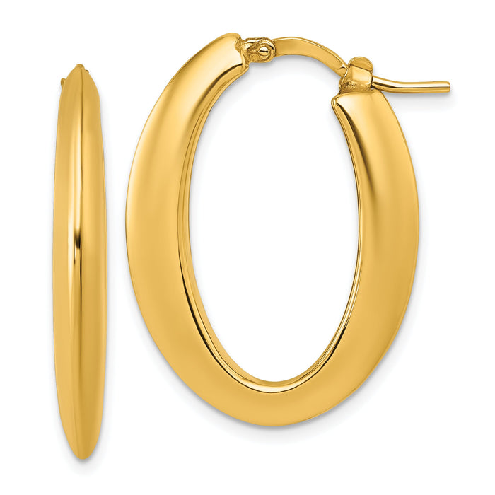 14k Polished Oval Hoop Earrings-TF2464