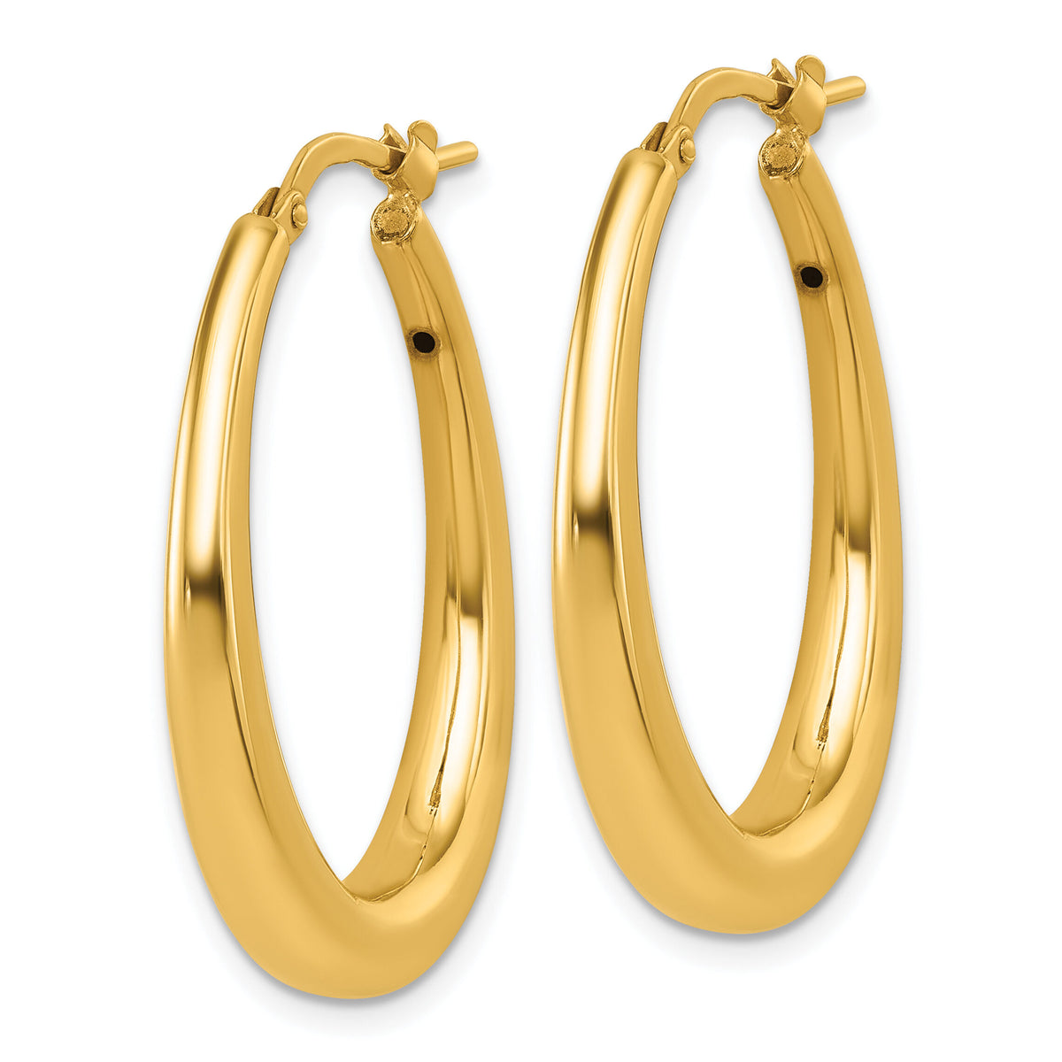 14k Polished Oval Hoop Earrings-TF2465