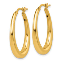 14k Polished Oval Hoop Earrings-TF2465