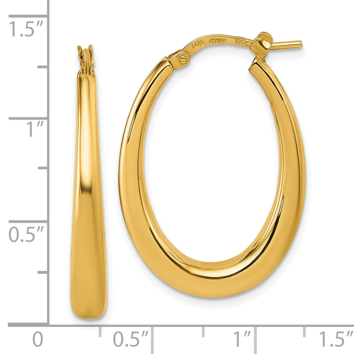 14k Polished Oval Hoop Earrings-TF2465