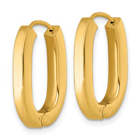 14k Polished Oval Square Tube Hinged Hoop Earrings-TF2466