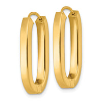 14k Polished Oval Square Tube Hinged Hoop Earrings-TF2467