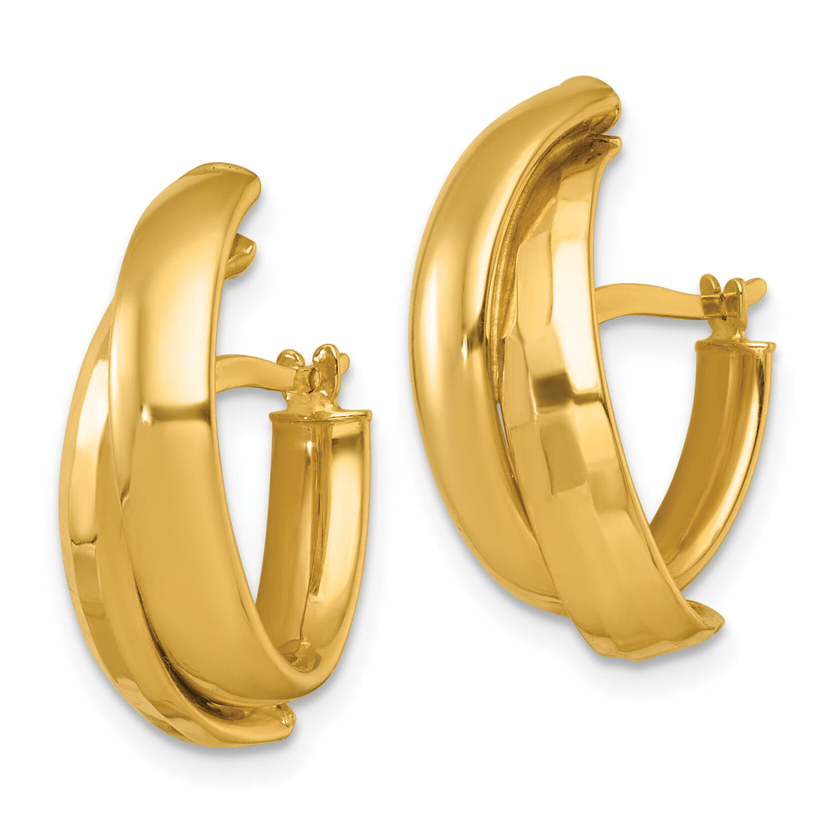14k Polished Fancy Hoop Earrings-TF2468