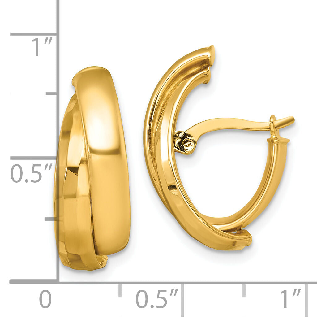 14k Polished Fancy Hoop Earrings-TF2468