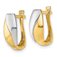 14k w/White Rhodium Polished Hinged Hoop Earrings-TF2469