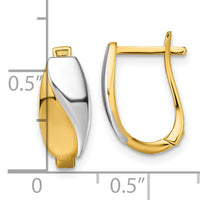 14k w/White Rhodium Polished Hinged Hoop Earrings-TF2469