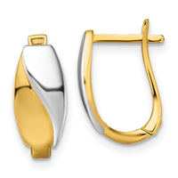 14k w/White Rhodium Polished Hinged Hoop Earrings-TF2469