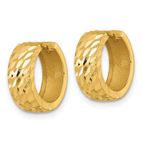 14k Polished Diamond-cut Hinged Hoop Earrings-TF2471