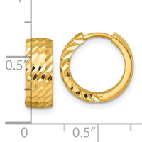 14k Polished Diamond-cut Hinged Hoop Earrings-TF2471