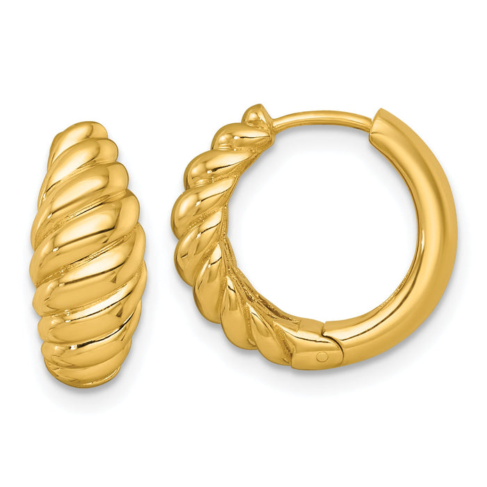 14k Polished Twisted Tapered Hinged Hoop Earrings-TF2472