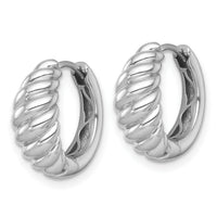 14k White Gold Polished Twisted Tapered Hinged Hoop Earrings-TF2472W