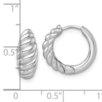 14k White Gold Polished Twisted Tapered Hinged Hoop Earrings-TF2472W