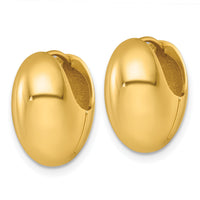 14k Polished Puffed Oval Hoop Earrings-TF2473