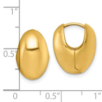 14k Polished Puffed Oval Hoop Earrings-TF2473