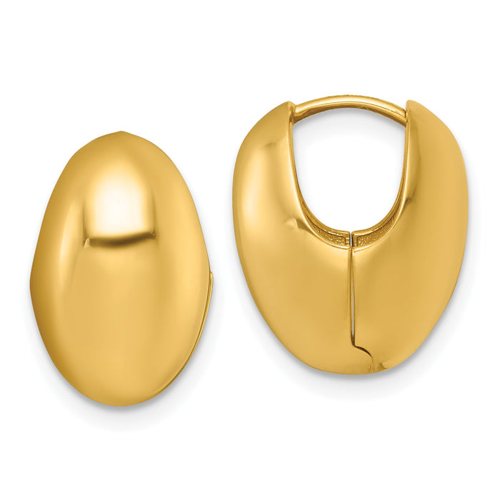 14k Polished Puffed Oval Hoop Earrings-TF2473