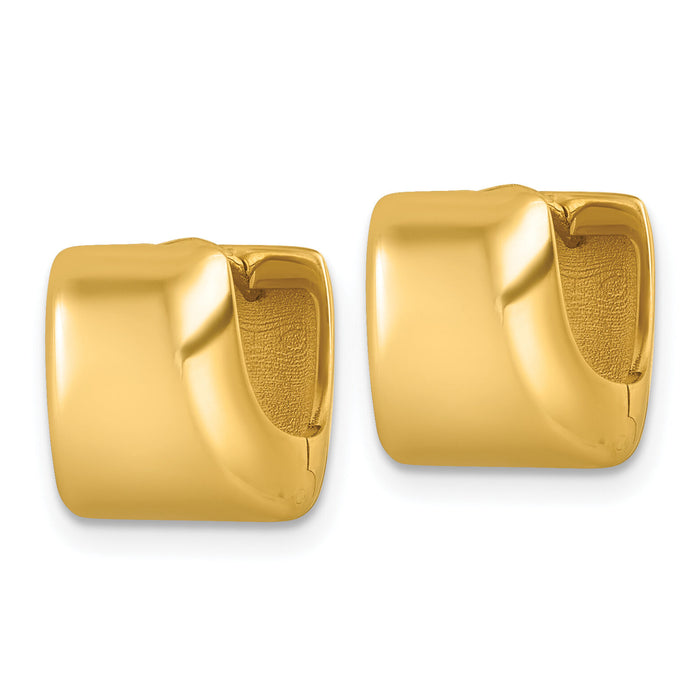 14k Polished Puffed Square Hoop Earrings-TF2474