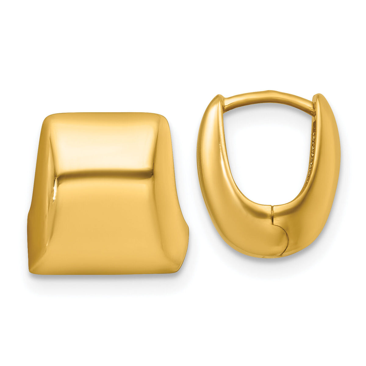 14k Polished Puffed Square Hoop Earrings-TF2474