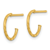 14k 1.2 x 12mm Diamond-cut Post Hoop Earrings-TF2475