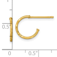 14k 1.2 x 12mm Diamond-cut Post Hoop Earrings-TF2475