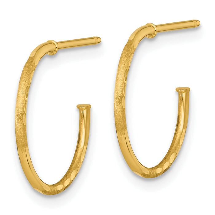 14k 1.2 x 16mm Diamond-cut Post Hoop Earrings-TF2477