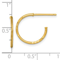 14k 1.2 x 16mm Diamond-cut Post Hoop Earrings-TF2477